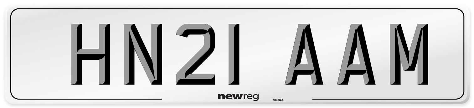 HN21 AAM Number Plate from New Reg